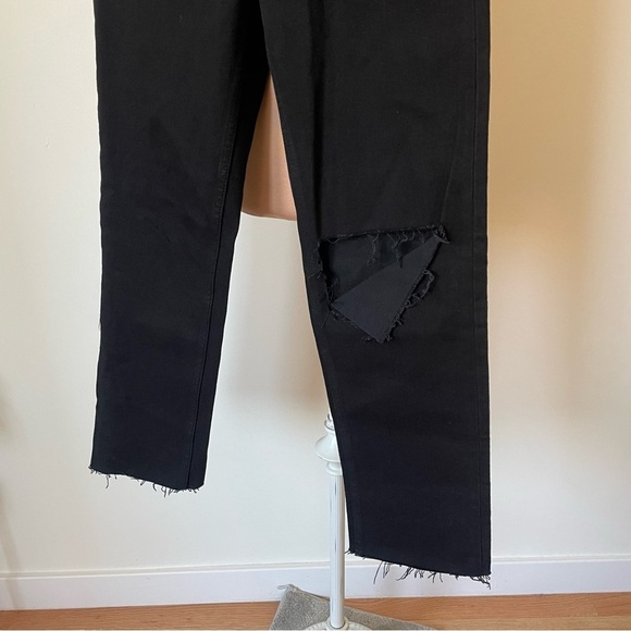 RE/DONE Black Noir Rip Knee 70's Stove Pipe High Rise Straight Leg Jeans EUC 26 - Picture 9 of 12